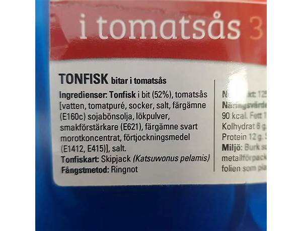 Tonfisk i tomatsås nutrition facts