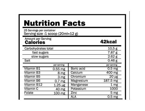 Tops electrolyte nutrition facts