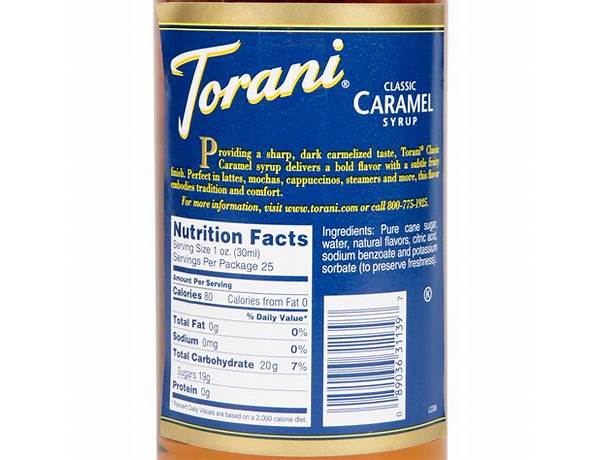 Torani classic caramel syrup nutrition facts