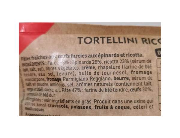 Tortellini ricotta épinards nutrition facts