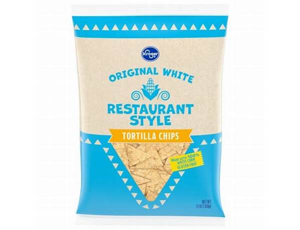 Tortilla chips, original white, restaurant style food facts