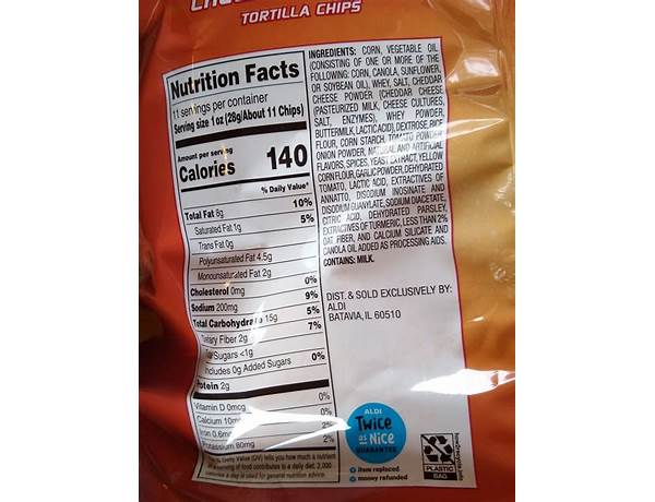 Tortilla chips variety pack food facts