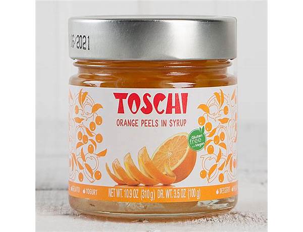 Toschi, candied orange peels in syrup ingredients