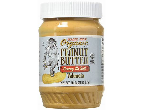 Trader joe's, organic peanut butter creamy, unsalted nutrition facts