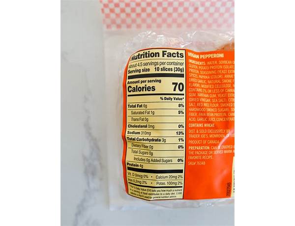 Trader joe’s vegan pepperoni nutrition facts