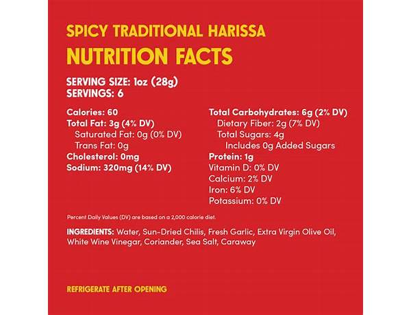 Traditional harissa spread nutrition facts