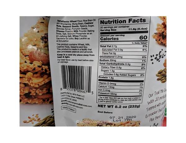 Trail mix crackers food facts