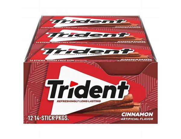 Trident gum cinnamon sugar free1x3 pk food facts