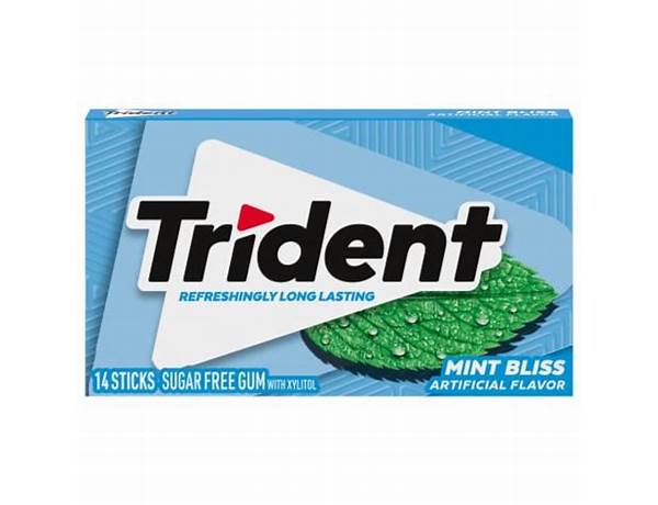 Trident gum mint bliss sugar free1x14 pc nutrition facts