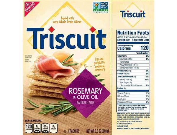 Triscuit crackers rosemary and olive oil 1x8.5 oz food facts