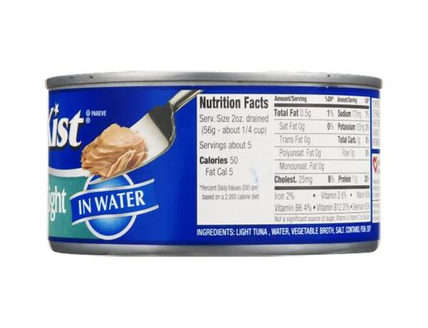 Tuna, chunk light in water food facts