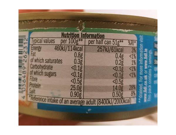 Tuna chunks in brine food facts