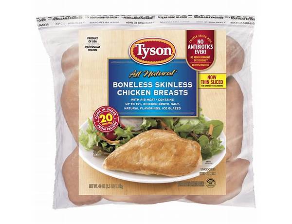 Tyson, boneless skinless chicken breast food facts