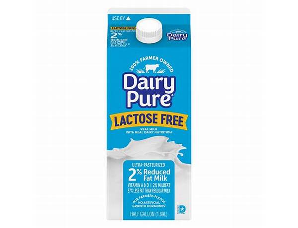 Ultra-pasteurized lactose free 2% reduced fat milk ingredients