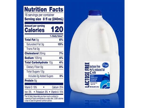 Ultra-pasteurized lactose free 2% reduced fat milk nutrition facts