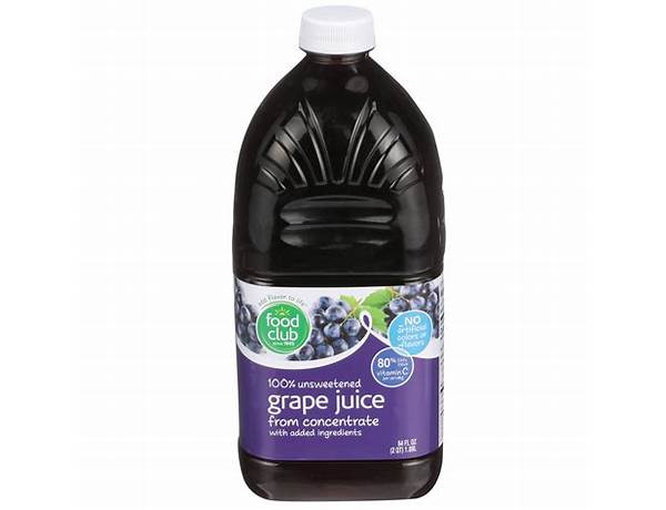 Unsweetened grape juice from concentrate food facts