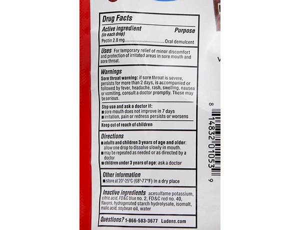 Up cough nutrition facts