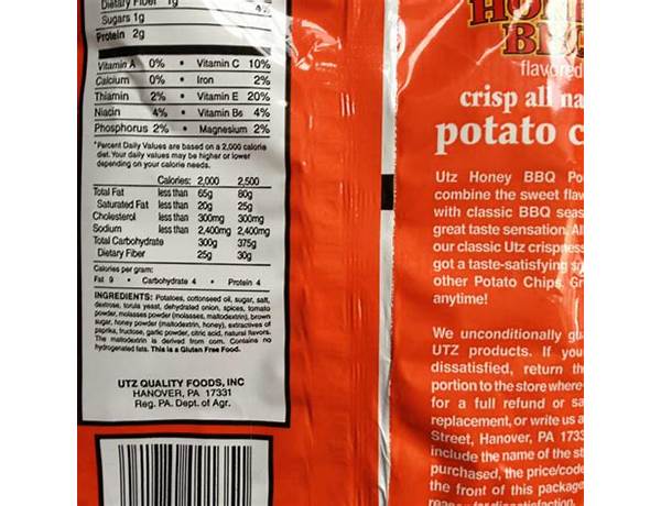 Utz honey barbeque food facts