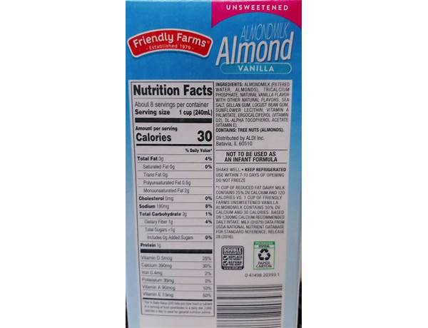 Vanilla almondmilk nutrition facts