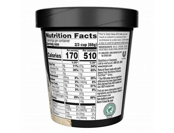 Vanilla bean french ice cream nutrition facts