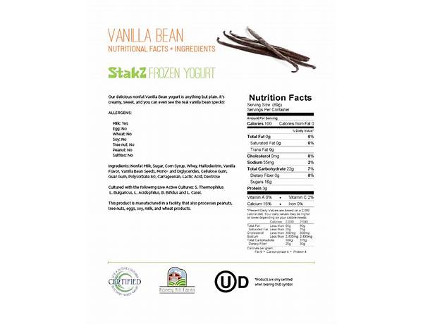 Vanilla bean nutrition facts