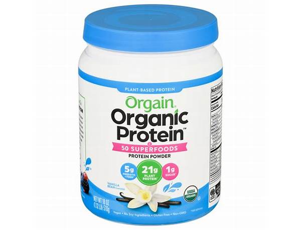 Vanilla bean organic protein + 50 superfoods food facts