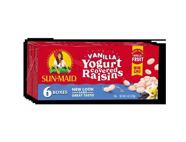 Vanilla flavored yogurt covered raisins food facts