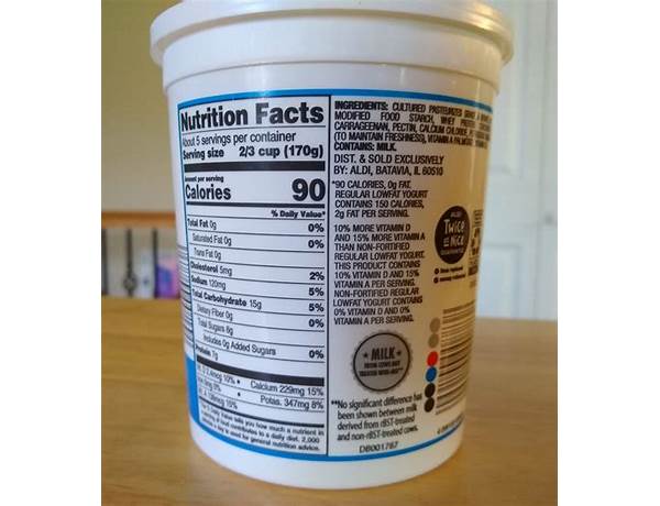 Vanilla light nonfat yogurt food facts