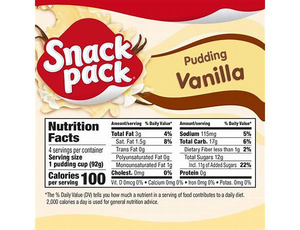 Vanilla pudding food facts