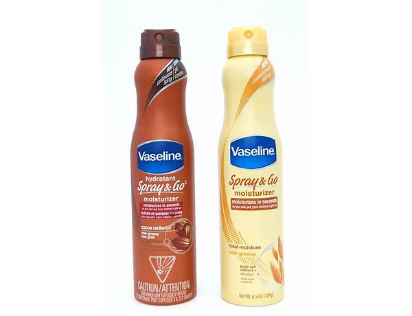 Vaseline spray and go moisturizer - nutrition facts