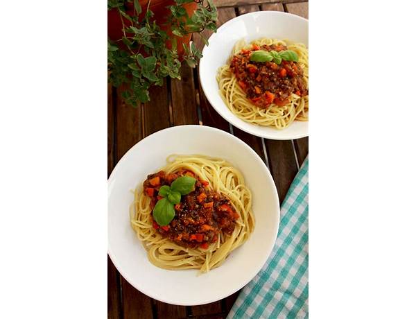 Vegan pasta bolognese ingredients