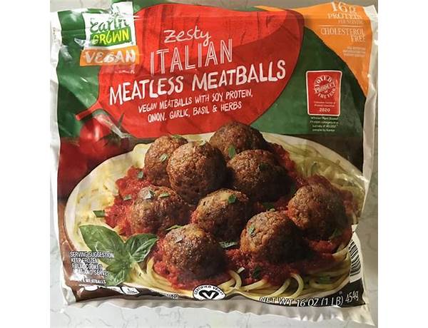 Vegan zesty italian meatless meatballs food facts