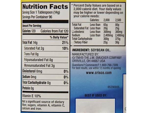 Vegetable oil - ingredients