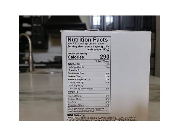 Vegetable spring rolls nutrition facts