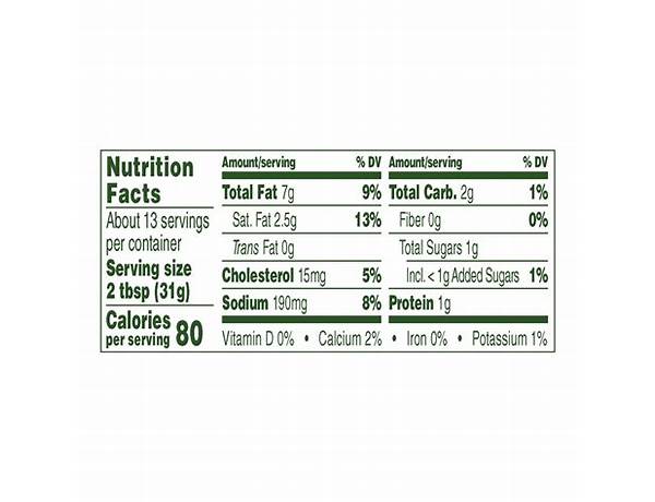 Veggie and dip nutrition facts