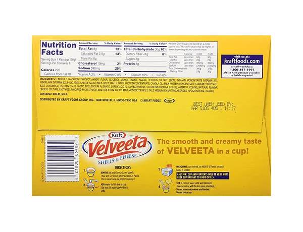 Velveeta shells and cheese food facts