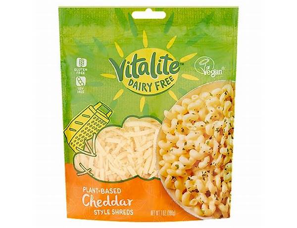 Vitalite dairy free plant-based cheddar style shreds food facts