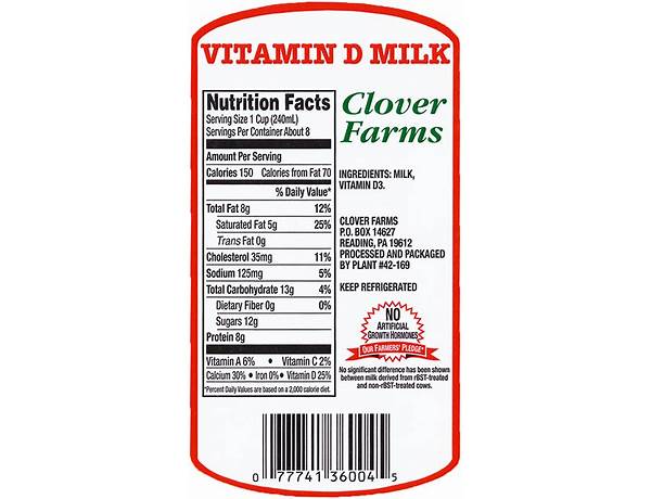 Vitamin d whole milk food facts