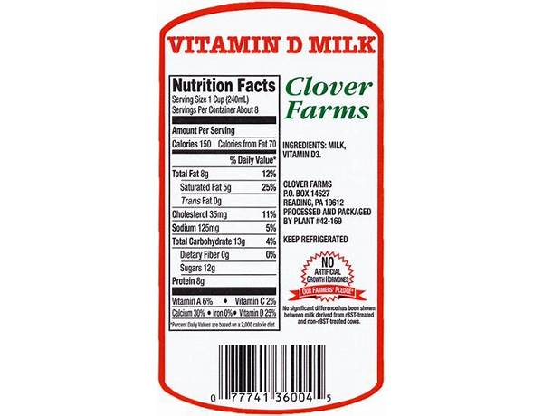 Vitamin d whole milk ingredients