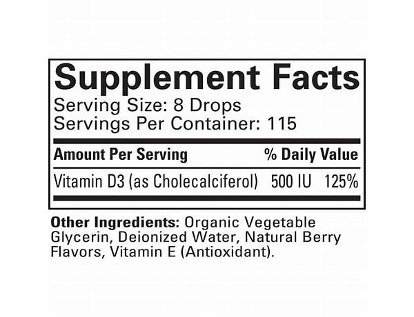 Vitamin d3 drops nutrition facts