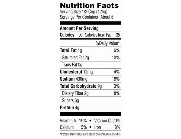 Vodka san marzano blend real cream "heirloom pasta sauce" nutrition facts