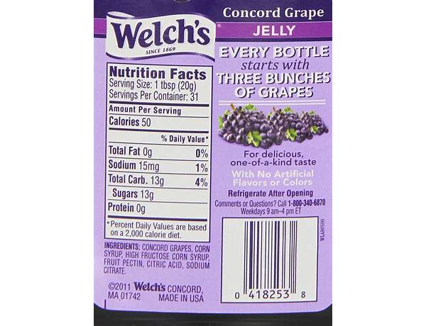 Welchs concord grape jelly nutrition facts
