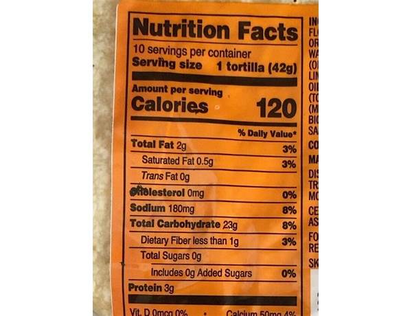 Wheat and corn flour tortillas food facts