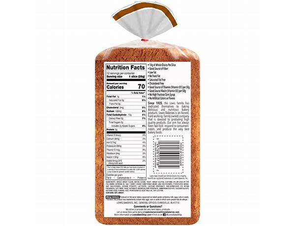 Wheat sandwich bread nutrition facts