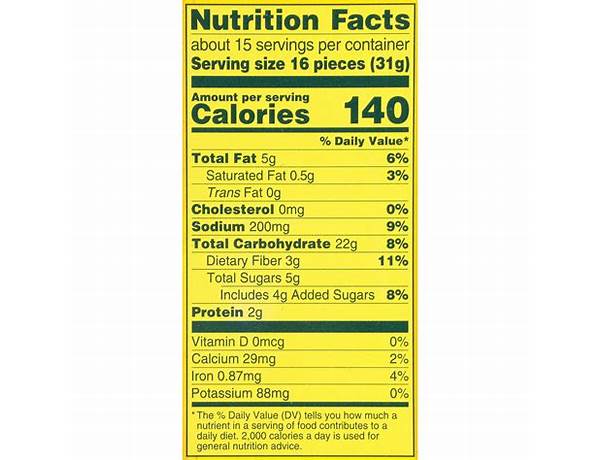 Wheat thins crackers, original nutrition facts