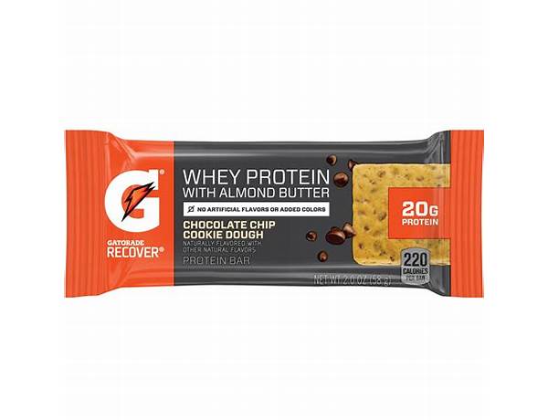 Whey protein bar with almond butter chocolate chip cookie dough ingredients