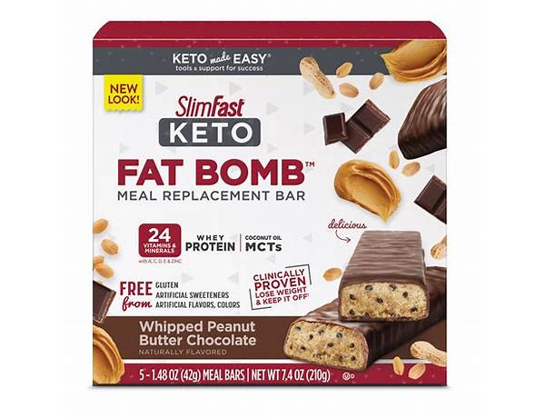 Whipped peanut butter chocolate meal replacement bars food facts
