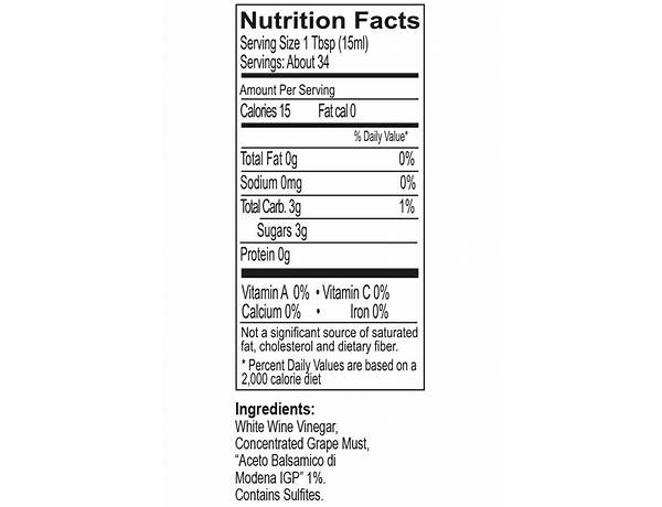 White balsamic condiment nutrition facts
