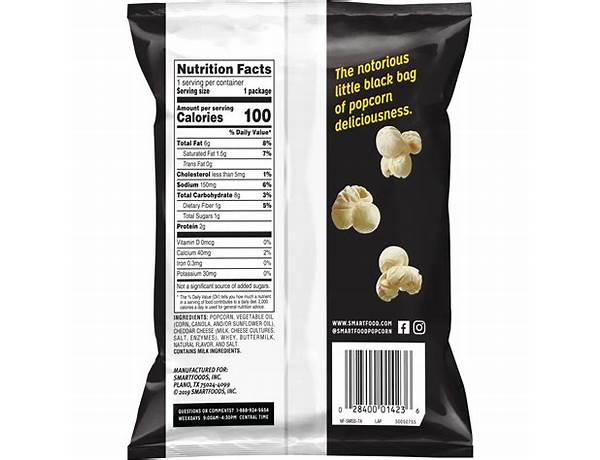 White cheddar flavored popcorn food facts
