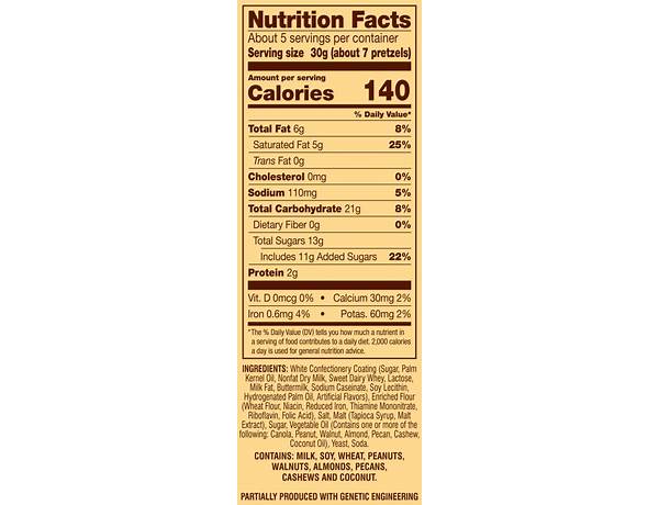 White creme pretzel dips nutrition facts